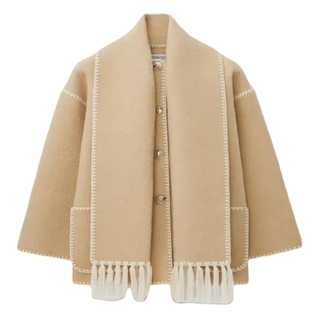 Tassel Scarf Collar Jacket